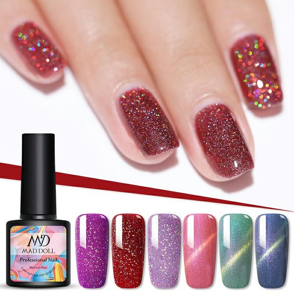 md mad doll rainbow holographic gel nail polish semi permanenct thermal glitter soak off uv led gel varnish manicuring nails diy, Red;pink
md mad doll rainbow holographic gel nail polish semi permanenct thermal glitter soak off uv led gel varnish manicuring nails diy, Red;pink