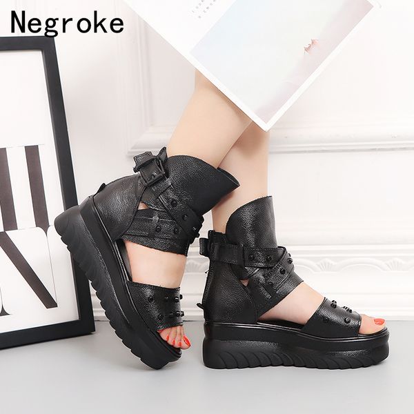 brand platform women's sandals 2019 summer cow leather thick soled street wedges sandal casual high heels woman shoes y200405, Black
brand platform women's sandals 2019 summer cow leather thick soled street wedges sandal casual high heels woman shoes y200405, Black