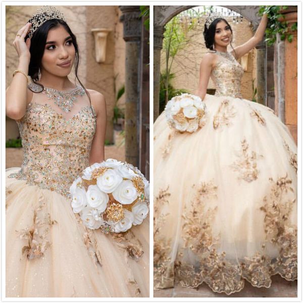 beaded crystals lace gold quinceanera prom dresses sheer neck tulle ball gown evening party sweet 16 dress, Blue;red
beaded crystals lace gold quinceanera prom dresses sheer neck tulle ball gown evening party sweet 16 dress, Blue;red