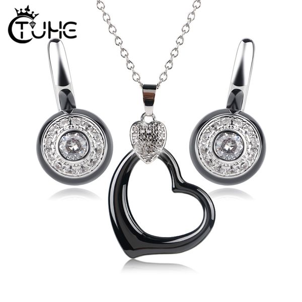 heart shape pendant necklace stud earrings for women engagement fashion ceramic jewelry sets austrian crystal romantic jewelry, Silver
heart shape pendant necklace stud earrings for women engagement fashion ceramic jewelry sets austrian crystal romantic jewelry, Silver