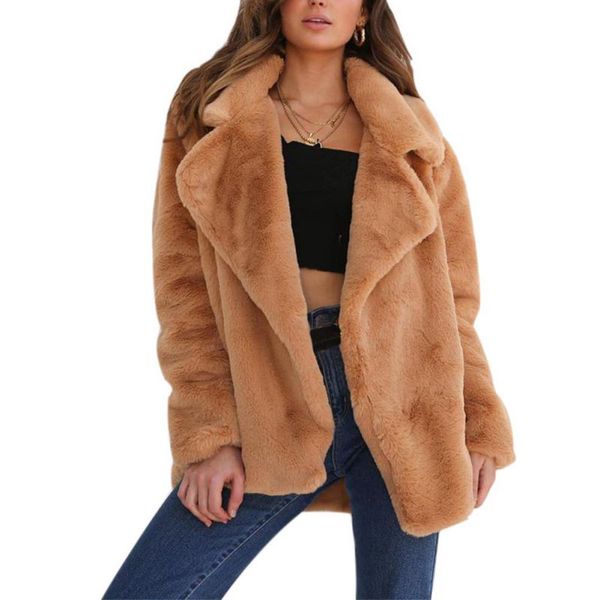 new women autumn winter plush lapel button long sleeve warm solid color slim coat outwear jacket h9, Black;brown
new women autumn winter plush lapel button long sleeve warm solid color slim coat outwear jacket h9, Black;brown