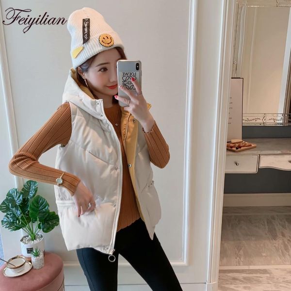 women's vests winter 2021 cotton vest korean fashion hooded down women outerwear sleeveless cardigan, Black;white
women's vests winter 2021 cotton vest korean fashion hooded down women outerwear sleeveless cardigan, Black;white