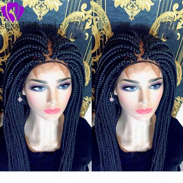 13*6 braided synthetic lace front wigs for black women heat resistant half hand tied box braids wigs with baby hair, Black;brown
13*6 braided synthetic lace front wigs for black women heat resistant half hand tied box braids wigs with baby hair, Black;brown