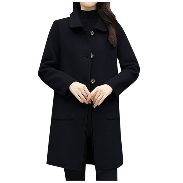 elegant lady solid color winter coats womens lapel button long coat overcoat outwear ladies street style warm coats mujer, Black
elegant lady solid color winter coats womens lapel button long coat overcoat outwear ladies street style warm coats mujer, Black
