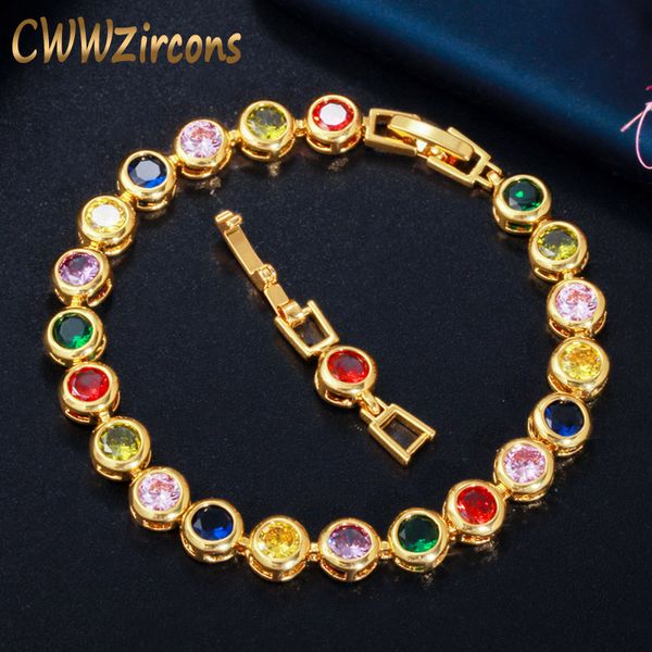 cwwzircons gorgeous round yellow gold multi color rainbow cz cubic zirconia bracelets for women fashion jewelry cb199, Black
cwwzircons gorgeous round yellow gold multi color rainbow cz cubic zirconia bracelets for women fashion jewelry cb199, Black