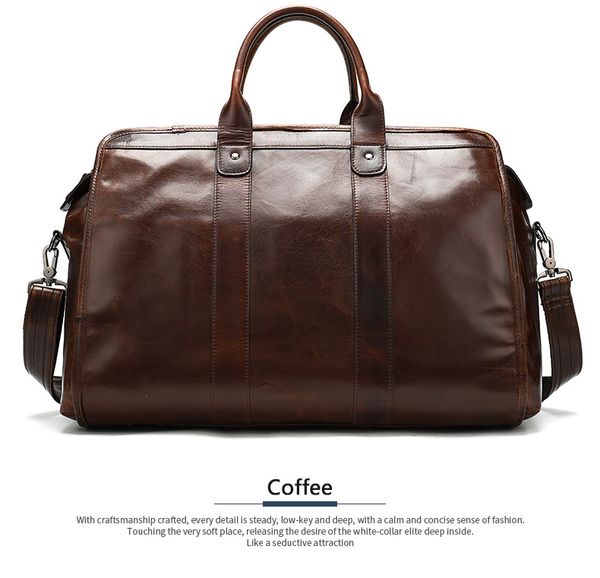 fashion men genuine leather travel bag coffee color waterproof male shoulder bag large capacity retro handbag for travel
fashion men genuine leather travel bag coffee color waterproof male shoulder bag large capacity retro handbag for travel