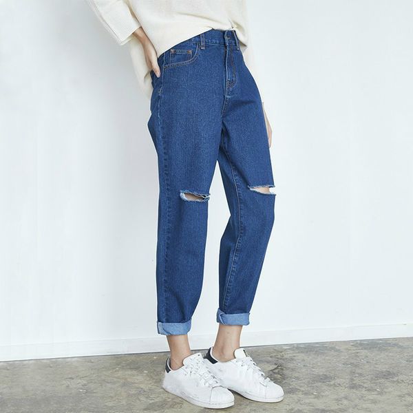 jeans for women casual ripped hole jeans denim pants 2019 ankle-length high waist loose fashion harem pants trousers, Blue
jeans for women casual ripped hole jeans denim pants 2019 ankle-length high waist loose fashion harem pants trousers, Blue