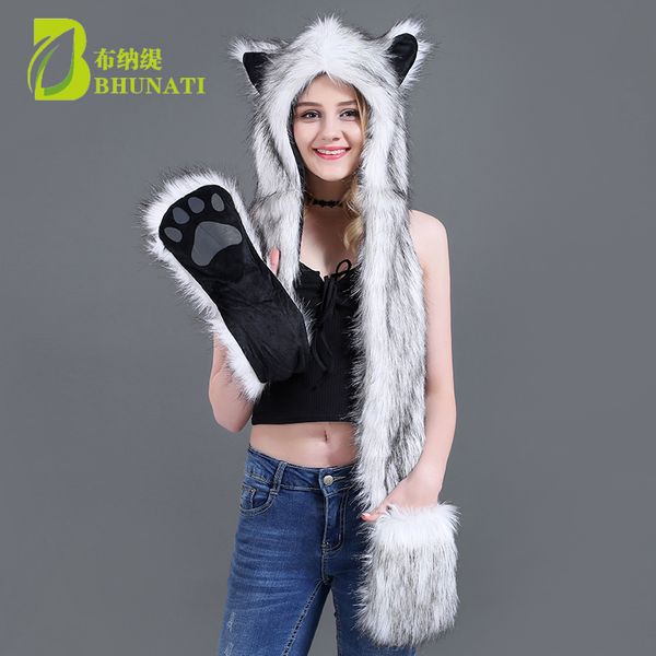 faux fur hood animal hat ear flaps hand pockets animal hood hat wolf plush warm cap with scarf gloves
faux fur hood animal hat ear flaps hand pockets animal hood hat wolf plush warm cap with scarf gloves
