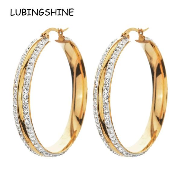 women 316l stainless steel round circle big hoop earrings cz rhinestone gold color zircon earring fashion punk hiphop jewelry, Golden;silver
women 316l stainless steel round circle big hoop earrings cz rhinestone gold color zircon earring fashion punk hiphop jewelry, Golden;silver
