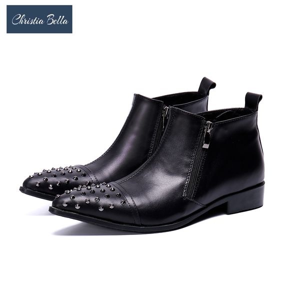 christia bella high-quality british men genuine leather boots punk rivets men ankle boots pointed toe zip motorcycle black
christia bella high-quality british men genuine leather boots punk rivets men ankle boots pointed toe zip motorcycle black