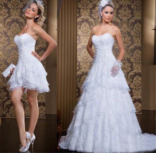 new spring strapless ruched tiers short bridal dress gowns with detachable skirt vintage two pieces lace wedding dresses vestidos novia, White
new spring strapless ruched tiers short bridal dress gowns with detachable skirt vintage two pieces lace wedding dresses vestidos novia, White