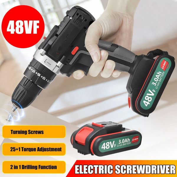 48vf cordless electric screwdriver impact drill 25+1 torque adjustment rechargeable li-ion battery electric drill power tools
48vf cordless electric screwdriver impact drill 25+1 torque adjustment rechargeable li-ion battery electric drill power tools