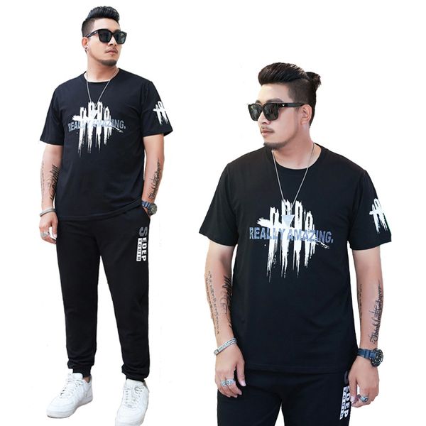 xl-6xl european and american large size casual men's suit short sleeve color letter printing two-piece summer 0144, Gray
xl-6xl european and american large size casual men's suit short sleeve color letter printing two-piece summer 0144, Gray