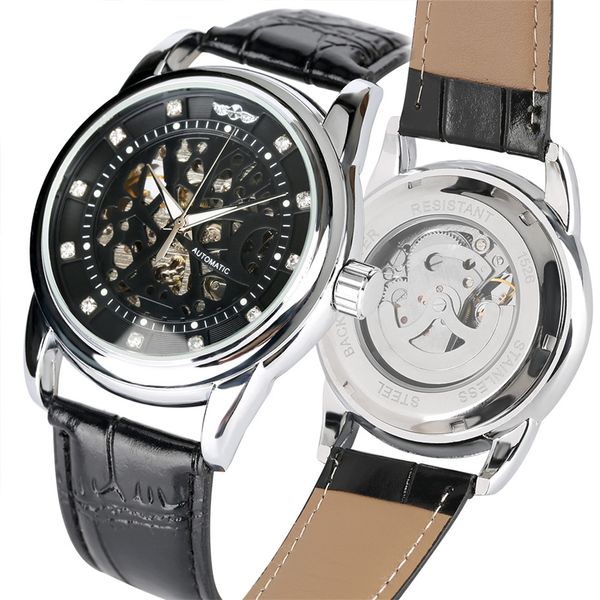 automatic mechanical men's watch crystal skeleton man genuine leather wristwatch water resistant watches reloj, Slivery;brown
automatic mechanical men's watch crystal skeleton man genuine leather wristwatch water resistant watches reloj, Slivery;brown