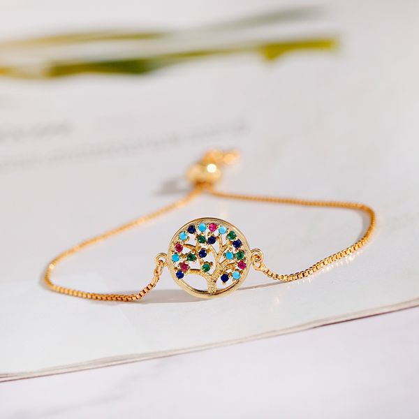 classic tree of life colorful zircon chain bracelet femme summer gold fashion accessory, Black
classic tree of life colorful zircon chain bracelet femme summer gold fashion accessory, Black