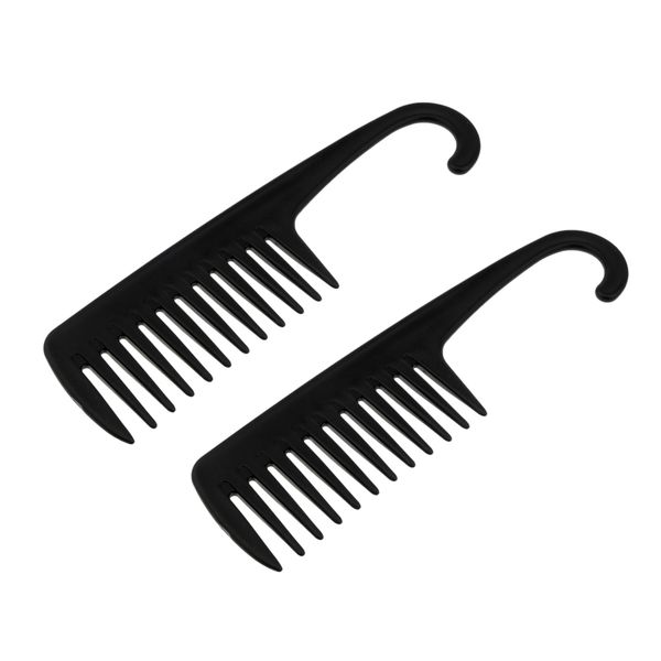 2x wide tooth comb with hook hanging hair combs hair styling conditioning, Silver
2x wide tooth comb with hook hanging hair combs hair styling conditioning, Silver