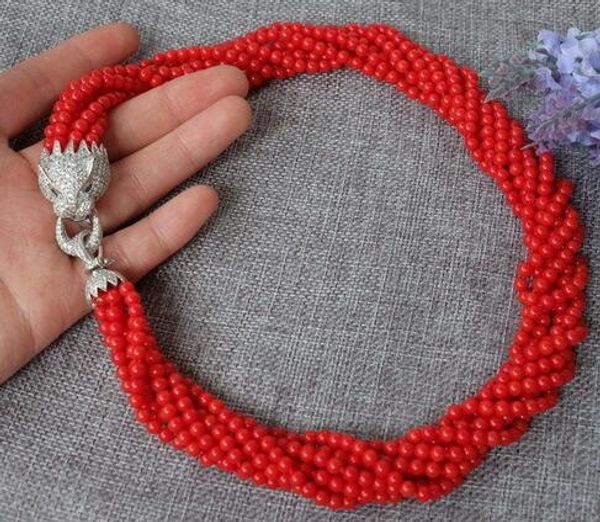 de moda de 8 hilos rojo ronda coral collar de perlas con circón leopardo/cheetah cierre, Silver
de moda de 8 hilos rojo ronda coral collar de perlas con circón leopardo/cheetah cierre, Silver