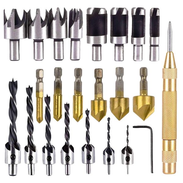 23-pack woodworking chamfer drilling tool countersink drill bits wood plug cutter and automatic
23-pack woodworking chamfer drilling tool countersink drill bits wood plug cutter and automatic