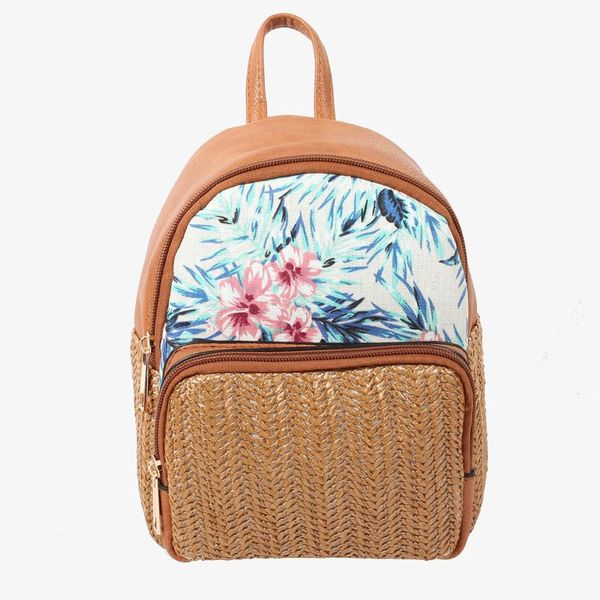 lady backpack woven by brown straw style with flower pattern cotton striped lining women backpack b-003
lady backpack woven by brown straw style with flower pattern cotton striped lining women backpack b-003