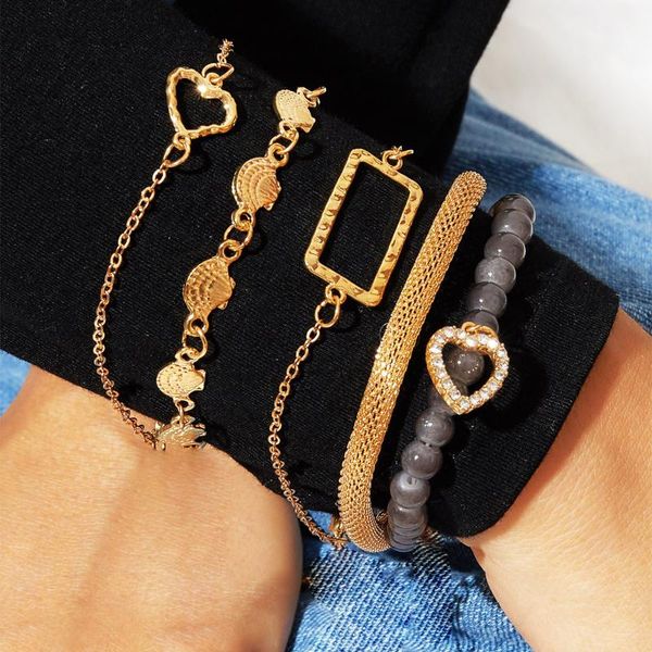 new fashion geometric golden shell bracelet set 5 piece set creative simple bracelet, Black
new fashion geometric golden shell bracelet set 5 piece set creative simple bracelet, Black