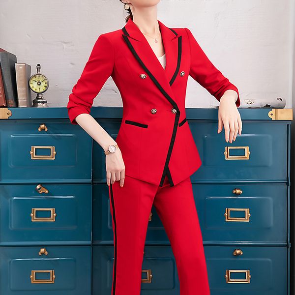 vintage autumn spring women pant suit double breasted notched blazer jacket flare pant office lady wear women suits female sets, White;black
vintage autumn spring women pant suit double breasted notched blazer jacket flare pant office lady wear women suits female sets, White;black