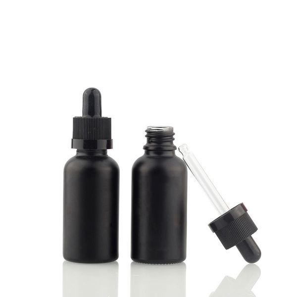 Image of Black Frosted Glass Essential Oil Perfume Bottles e liquid Reagent Pipette Dropper Bottle 5ml to 100ml