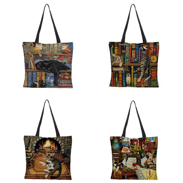oil painting cat print women tote bags linen reusable shopping bag shoulder bags for women 2020 sac a main handbags 43*43cm
oil painting cat print women tote bags linen reusable shopping bag shoulder bags for women 2020 sac a main handbags 43*43cm