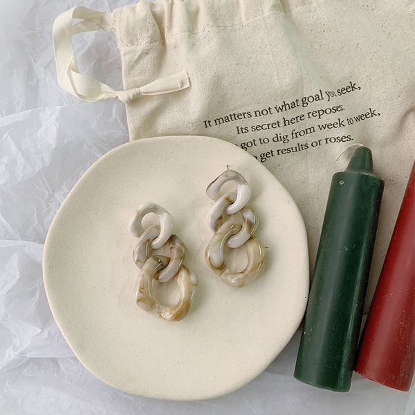 new vintage fashion women acrylic twisted square interlocking link chain long japan drop earrings acetic acid korean pendientes, Silver 
new vintage fashion women acrylic twisted square interlocking link chain long japan drop earrings acetic acid korean pendientes, Silver