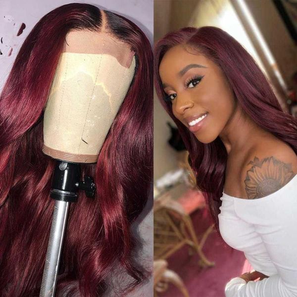 99j red burgundy colored 13x6 human hair wig pre plucked brazilian remy wavy swiss lace wig 150 180 250 density for black women, Black;brown
99j red burgundy colored 13x6 human hair wig pre plucked brazilian remy wavy swiss lace wig 150 180 250 density for black women, Black;brown