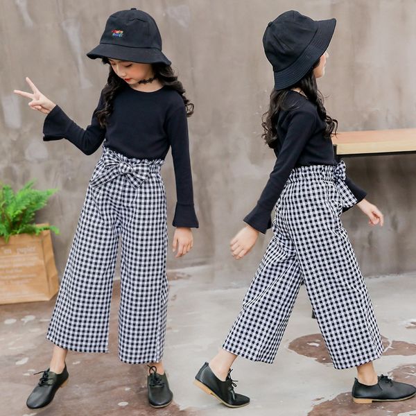 girl clothes set children flared long sleeve solid black t-shirt + plaid wide leg pants suits 2pcs outfits kids clothing set, White
girl clothes set children flared long sleeve solid black t-shirt + plaid wide leg pants suits 2pcs outfits kids clothing set, White