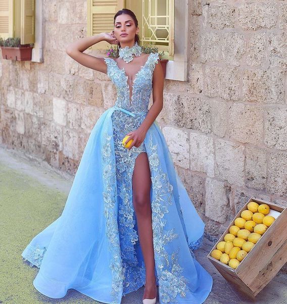 sky blue arabic evening dresses with detachable train pageant lace appliqued mermaid prom dress sweep train side split formal party gown, White;red
sky blue arabic evening dresses with detachable train pageant lace appliqued mermaid prom dress sweep train side split formal party gown, White;red