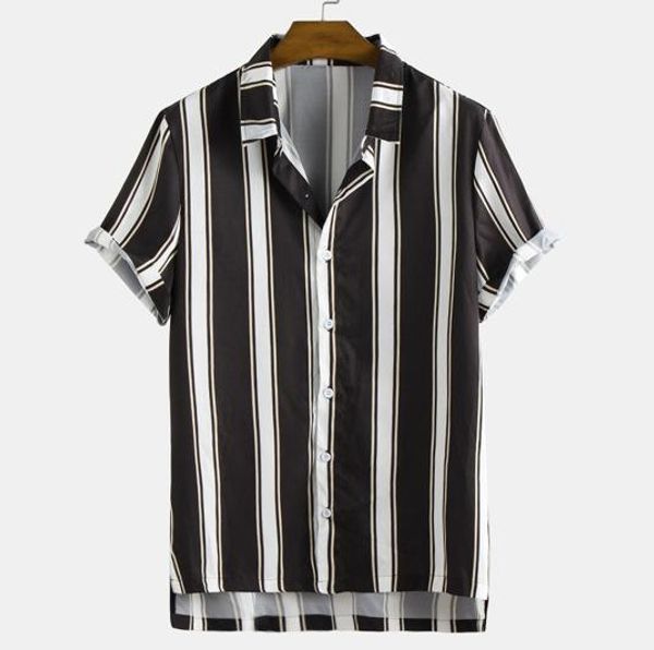 short sleeved striped t shirts male clothing fashion mens designer casual shirts single breasted cardigan, White;black
short sleeved striped t shirts male clothing fashion mens designer casual shirts single breasted cardigan, White;black