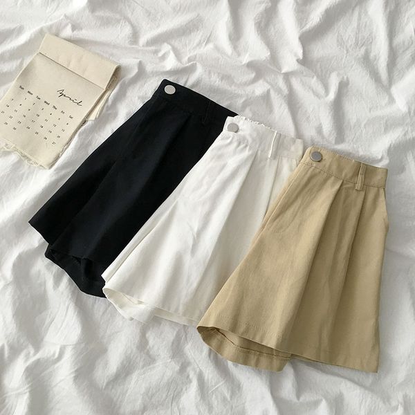 summer safari style wide leg shorts women casual elastic high waist fahion trousers female khaki black white cotton bottoms, White;black
summer safari style wide leg shorts women casual elastic high waist fahion trousers female khaki black white cotton bottoms, White;black