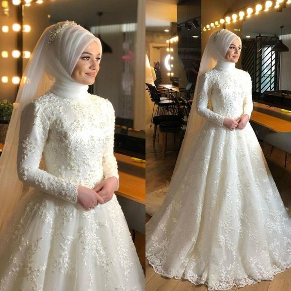 modest muslim wedding dresses 2020 long sleeves lace beaded hijab bridal gowns plus size robe de mariee, White
modest muslim wedding dresses 2020 long sleeves lace beaded hijab bridal gowns plus size robe de mariee, White