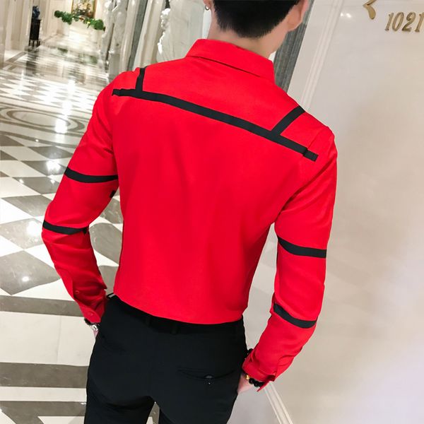 2019 autumn business shirt men casual slim fit long sleeve shirts fashion striped decoration streetwear social dress shirts, White;black
2019 autumn business shirt men casual slim fit long sleeve shirts fashion striped decoration streetwear social dress shirts, White;black