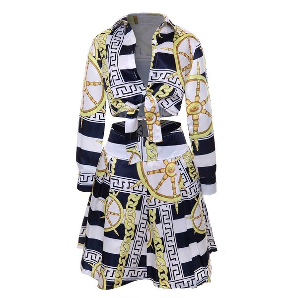 designer womens two piece dress fashion golden chains patterns dresses luxury women long sleeve printing shirt + hip skirt asian size s-3xl, White
designer womens two piece dress fashion golden chains patterns dresses luxury women long sleeve printing shirt + hip skirt asian size s-3xl, White