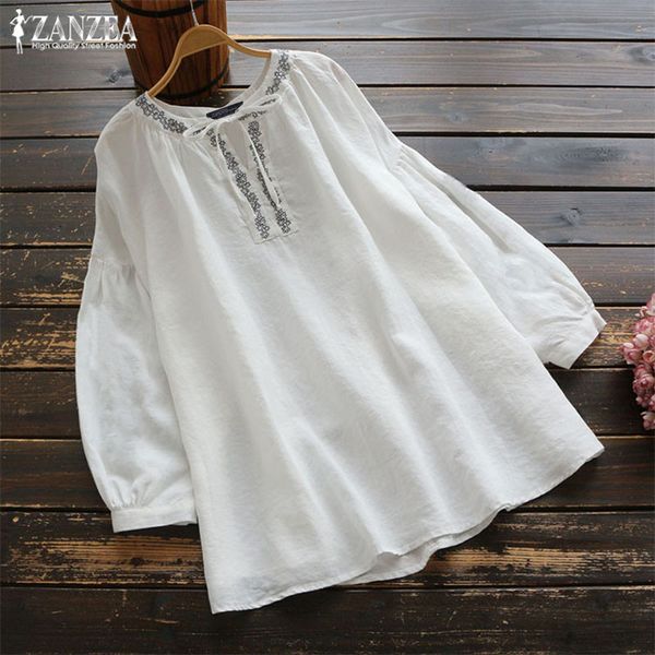 fashion lantern sleeve tee shirts women's embroidery blouse elegant linen 2019 zanzea plus size casual blusas chemise top, White
fashion lantern sleeve tee shirts women's embroidery blouse elegant linen 2019 zanzea plus size casual blusas chemise top, White