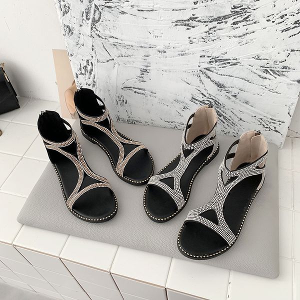 women sandals 2020 cover heels zipper summer flat with sandals ladies rhinestone gladiator women roman casual shoes, Black
women sandals 2020 cover heels zipper summer flat with sandals ladies rhinestone gladiator women roman casual shoes, Black