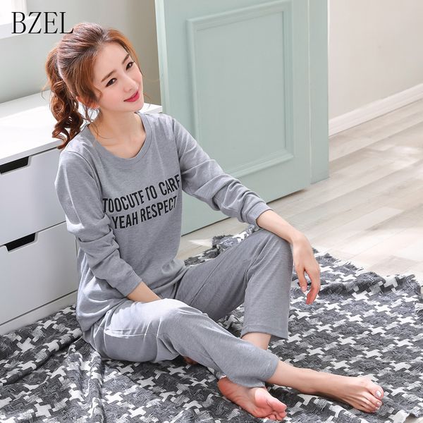 bzel pajamas sets long sleeve sleepwear cotton sleep lounge letter underwear round neck pajamas for women lingerie pijama pyjama, Blue;gray
bzel pajamas sets long sleeve sleepwear cotton sleep lounge letter underwear round neck pajamas for women lingerie pijama pyjama, Blue;gray