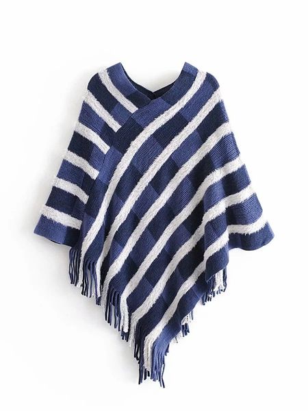 artguy eurpean style women's striped tassel cape shawl sweater female fashion batwing sleeve pullovers sweaters winter, Black
artguy eurpean style women's striped tassel cape shawl sweater female fashion batwing sleeve pullovers sweaters winter, Black
