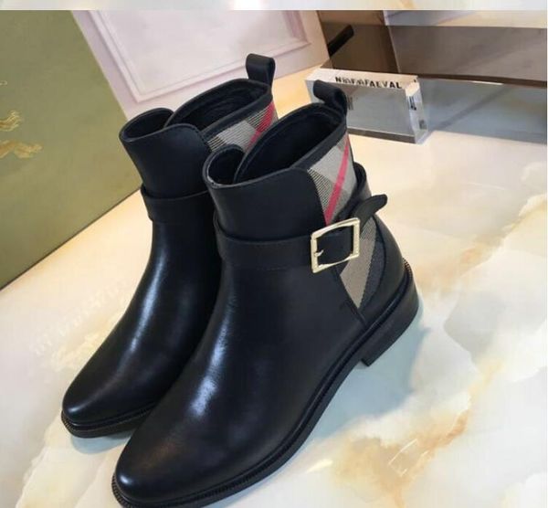 women winter boots genuine leather fashion brand classic luxury british belt buckle ladies splicing martin boots d12, Black
women winter boots genuine leather fashion brand classic luxury british belt buckle ladies splicing martin boots d12, Black