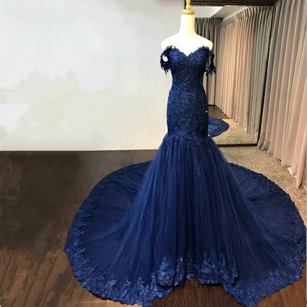 custom made elegant vestido de noiva lace appliques navy blue mermaid evening dresses long womens formal dress, White;black
custom made elegant vestido de noiva lace appliques navy blue mermaid evening dresses long womens formal dress, White;black
