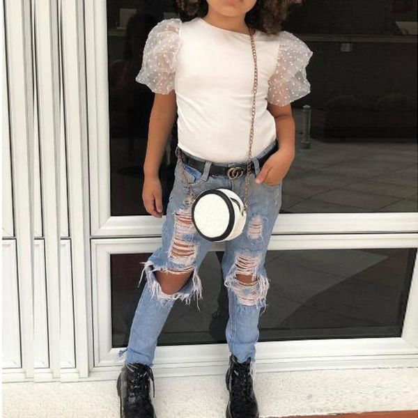 girls bubble sleeve jeans suit summer casual mesh splice short sleeve t-shirt o-neck+hole denim trousers kids girls outfits, White
girls bubble sleeve jeans suit summer casual mesh splice short sleeve t-shirt o-neck+hole denim trousers kids girls outfits, White