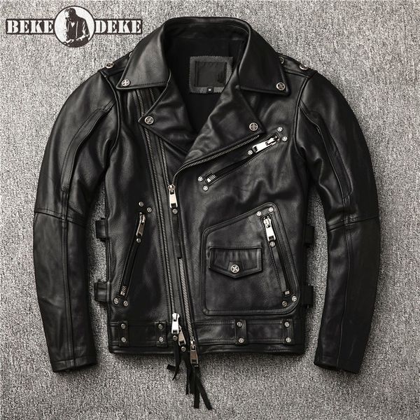 punk 100% genuine leather biker jacket retro mens slim fit patchwork cowhide coats fashion large sizes men jackets, Black
punk 100% genuine leather biker jacket retro mens slim fit patchwork cowhide coats fashion large sizes men jackets, Black