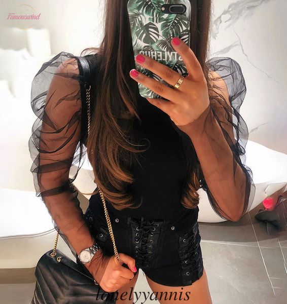 2020 новая мода женщины sheer сетки puff с длинным рукавом черепаха шеи топы женские девушки твердые блуза рубашки аппликация черный белый, White
2020 новая мода женщины sheer сетки puff с длинным рукавом черепаха шеи топы женские девушки твердые блуза рубашки аппликация черный белый, White