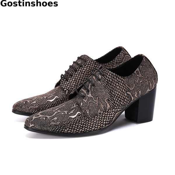 height increased casual men leather shoes snakeskin printed lace up genuine leather men derby shoes leisure business, Black
height increased casual men leather shoes snakeskin printed lace up genuine leather men derby shoes leisure business, Black