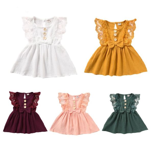 kid girl lace floral dress bow button solid cotton summer dresses children's clothing princess dress, Red;yellow
kid girl lace floral dress bow button solid cotton summer dresses children's clothing princess dress, Red;yellow