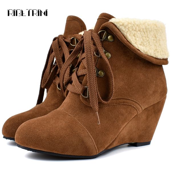 ribetrini winter wedges ankle boots for women truned over edges snow warm boots ladies women wedges shoes woman plus size 34-48, Black
ribetrini winter wedges ankle boots for women truned over edges snow warm boots ladies women wedges shoes woman plus size 34-48, Black