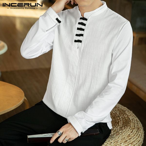 incerun vintage men long sleeve shirt cotton stand collar chinese style blouse brand elegant 2019 solid color casual mens shirts, White;black
incerun vintage men long sleeve shirt cotton stand collar chinese style blouse brand elegant 2019 solid color casual mens shirts, White;black