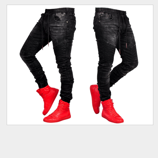 men's  stretch trousers men's casual jeans pants male spliced solid color cotton jeans sports personality pants, Blue
men's  stretch trousers men's casual jeans pants male spliced solid color cotton jeans sports personality pants, Blue